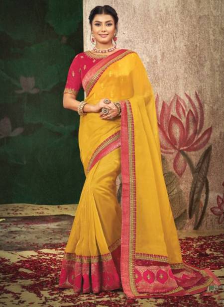 Yellow Colour NORITA 42400 SERIES GATHA Mahotsav New Latest Designer Ethnic Wear Silk Saree Collection 42408